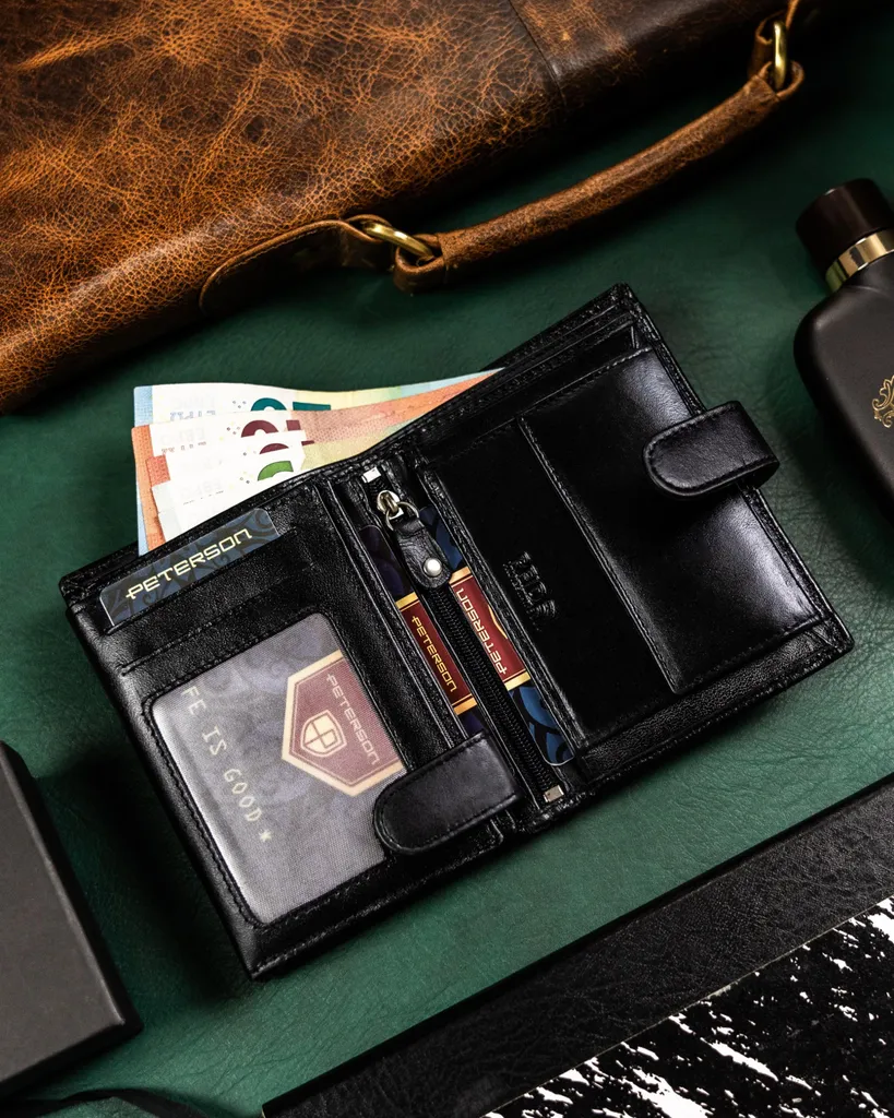 Affare! Set Peterson Portafoglio Uomo + Portachiavi Pelle RFID - 7