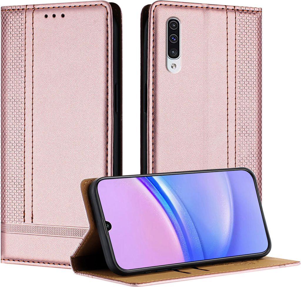 Handyhülle für Samsung Galaxy A50 A50S A30S Leder Flip Klappbare Schutzhülle mit Standfunktion Pink