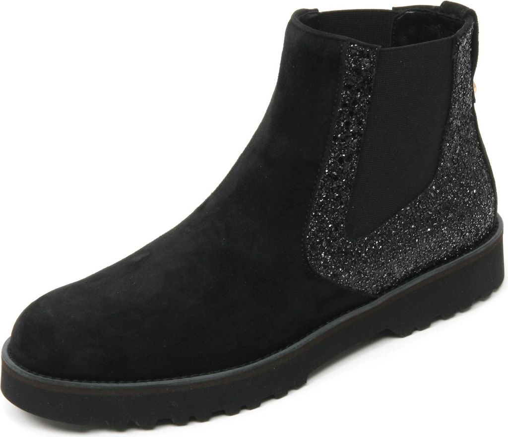 B9384 beatles donna HOGAN H259 scarpa nero glitter shoe boot woman