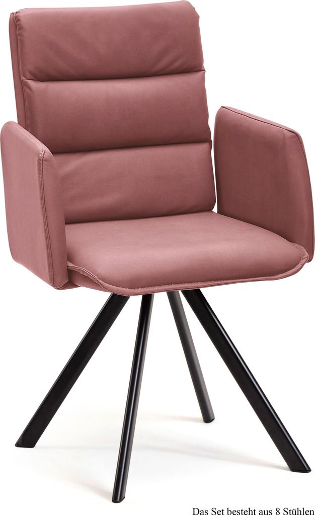 Armlehnstuhl drehbar (8er-Set) Devin 52x92x60 Schwarz/Rosewood