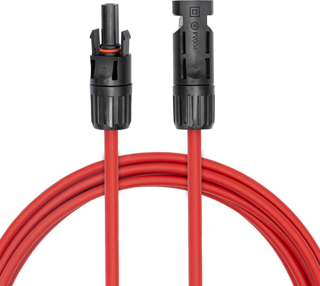 Photovoltaik Kabel mit MC4 Steckverbinder 6 mm² rot, 3m