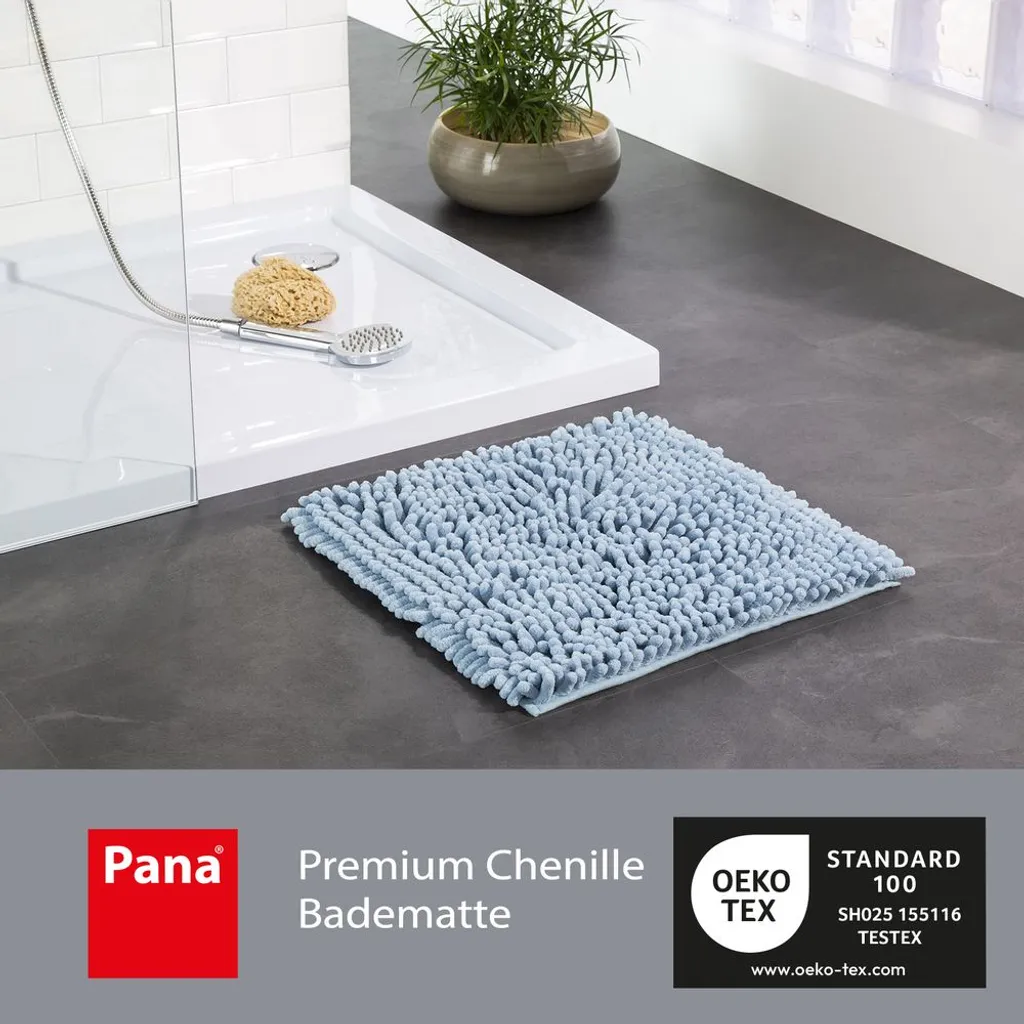 Tapis de Douche Absorbant en Chenille Bleu - Microfibre Douce 45x45cm - 5