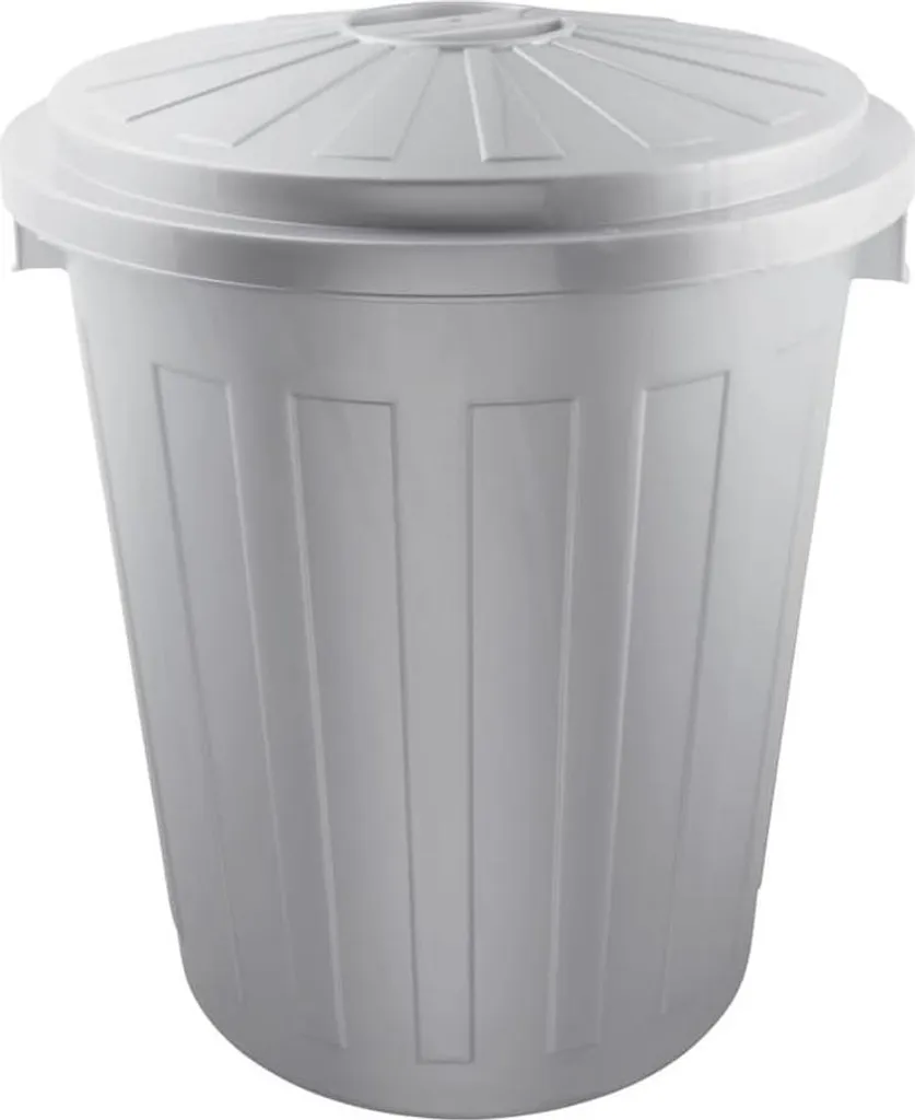 Seau 50 litres argent avec couvercle : stop aux odeurs et poussière