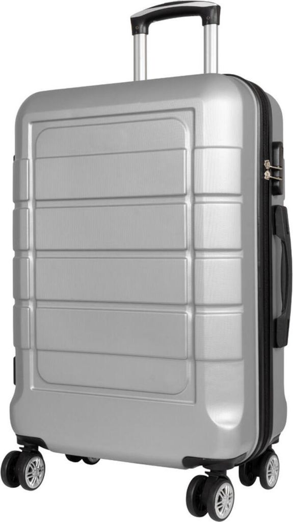 ABS Hartschale Reise Koffer Trolley Gepäck vier 360° Rollen Itzum Silber Gr. L