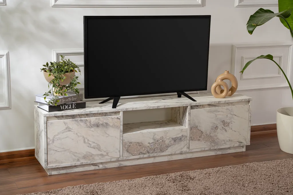 Meuble TV Stable Marbre Fressia 160cm - Fini les Meubles Fragiles
