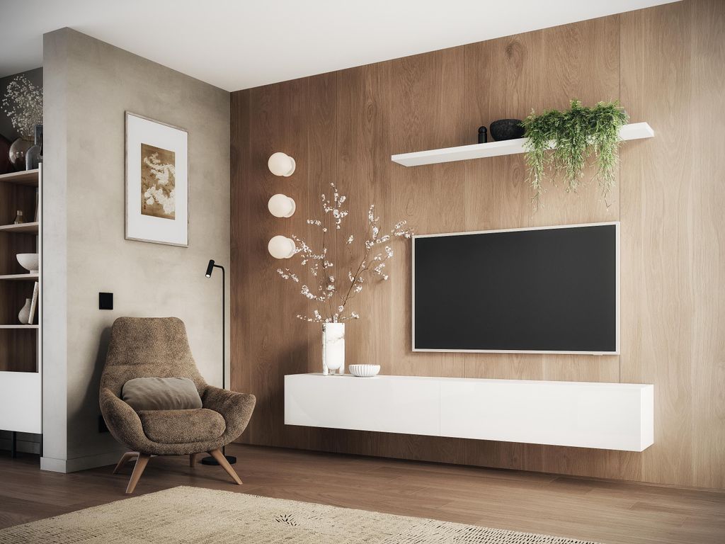 Mobile TV Moderno Con 2 Ante, 2 Cassetti E 2 Nicchie - Legno MDF E Metallo Colori Rovere E Nero 92186092