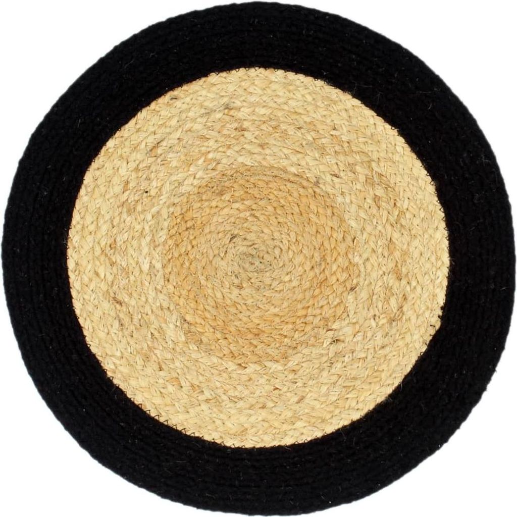 vidaXL Tischsets 4 Stk. Natur und Schwarz 38 cm Jute und Baumwolle