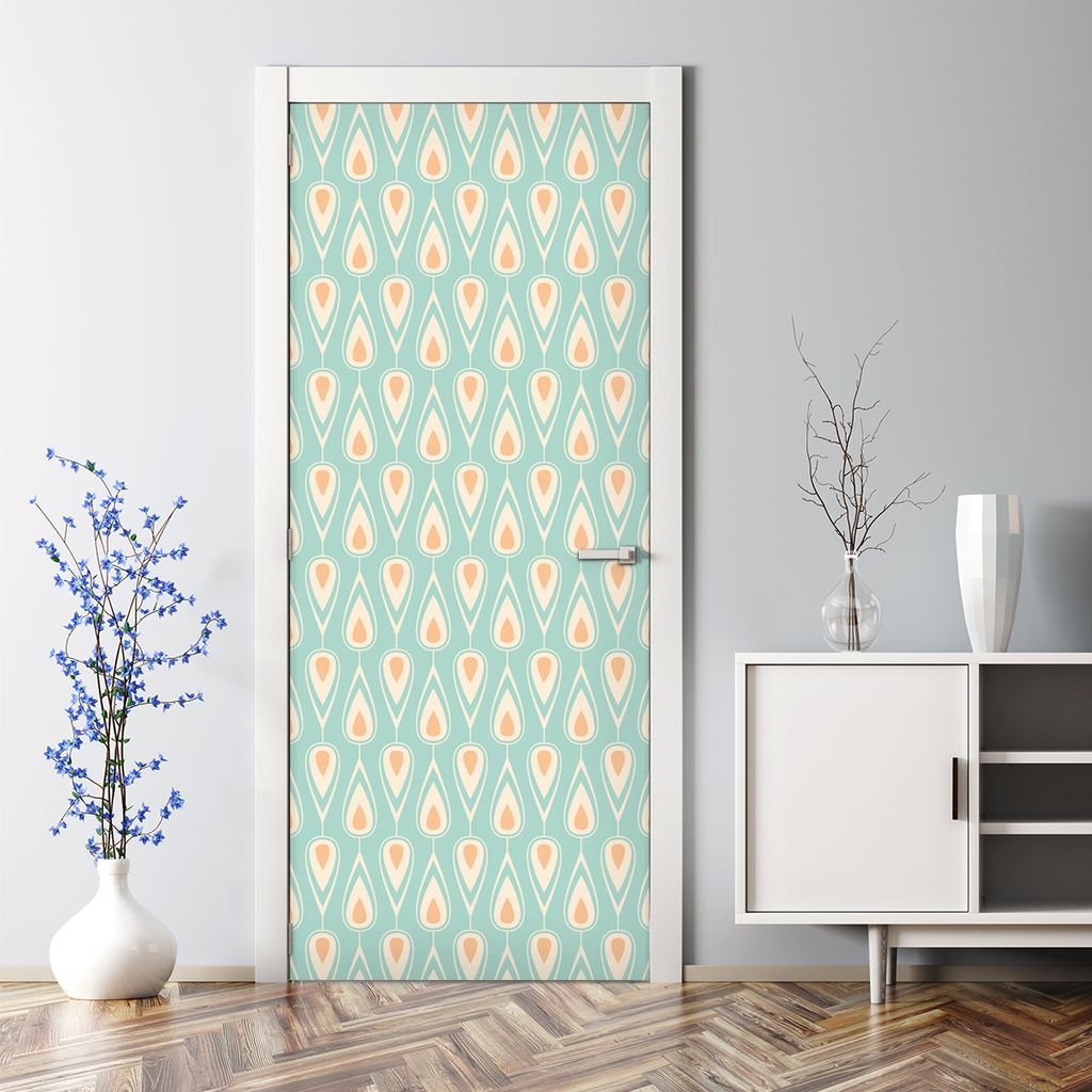 Dekorative Türaufkleber Aufkleber selbstklebend Abnehmbarerdeko Vintage blau orange 85 x 200 cm