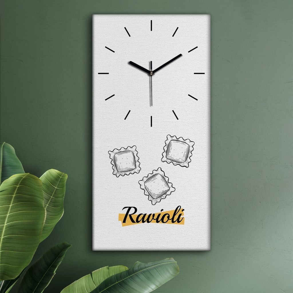 Wohnzimmer Leinwand Uhr Geräuschlos Küche 30x60 Italienische, Nudel, Pasta, Motive, schwarze Zeiger