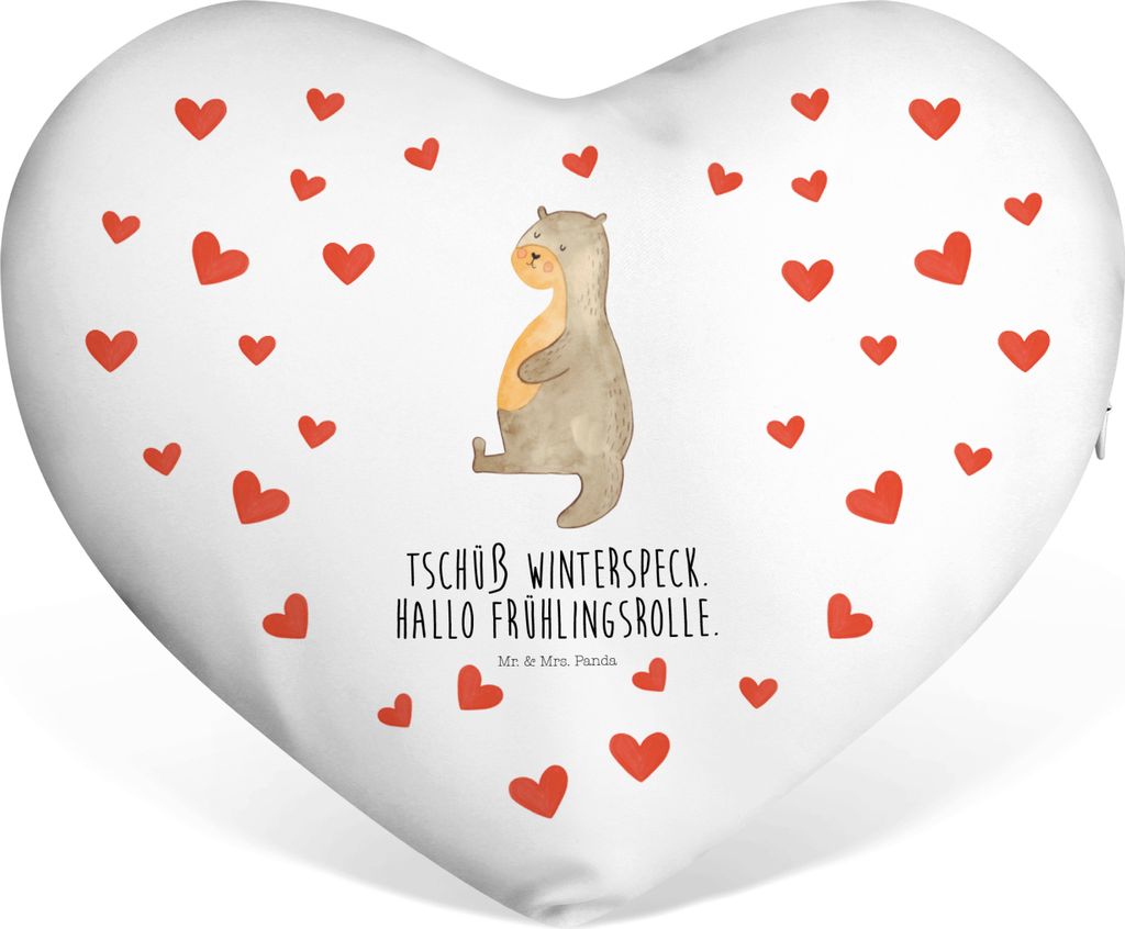 Mr. & Mrs. Panda Sofakissen Otter Bauch - Weiß - Geschenk, Hochzeitskissen, dekoartikel, Winterspeck, Essen. Foodlover, Kuschelkissen, Dekokissen,...