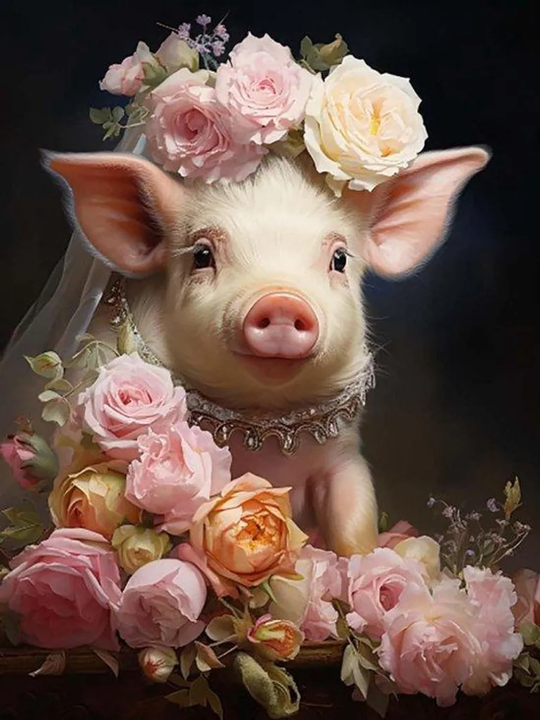 Kit Peinture Diamant Cochon - Broderie Diamant Complet 30x40cm Animaux