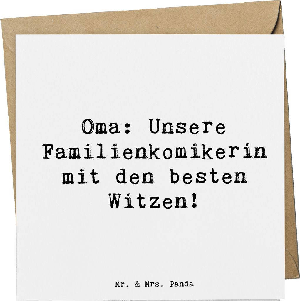 Mr. & Mrs. Panda doppelkarte Spruch Oma Familienkomikerin - Weiß - Geschenk, Geschenke, Freude, faltkarte, Familienfeiern, Grußkarte, Humor, Klap...