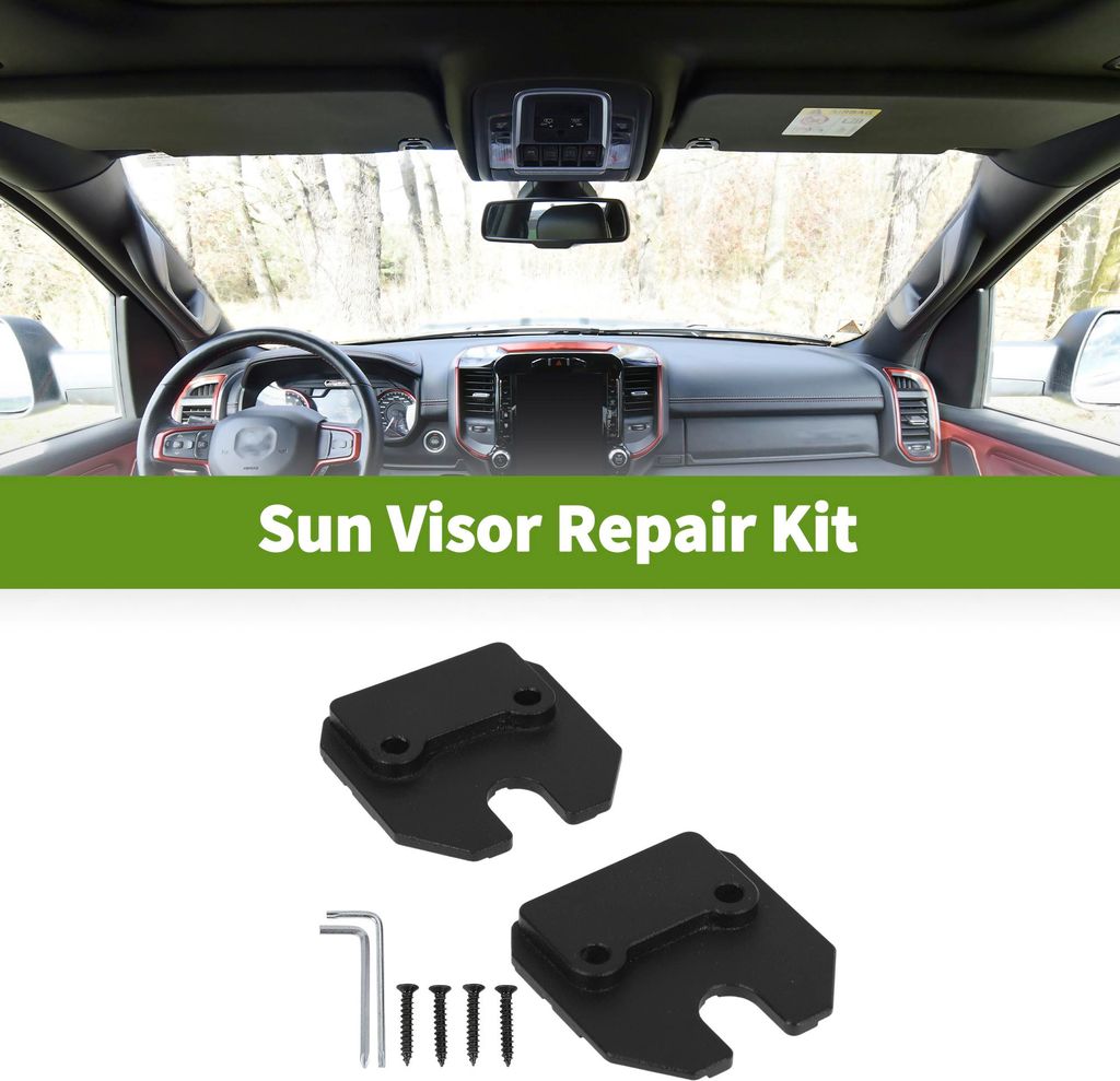 1 Satz Sonnenblenden Reparatur Kit Für dodg For Ram 1500 2019-2023 Aluminiumlegierung Schwarz Sonnenblenden Clip Ersatz Reparatur