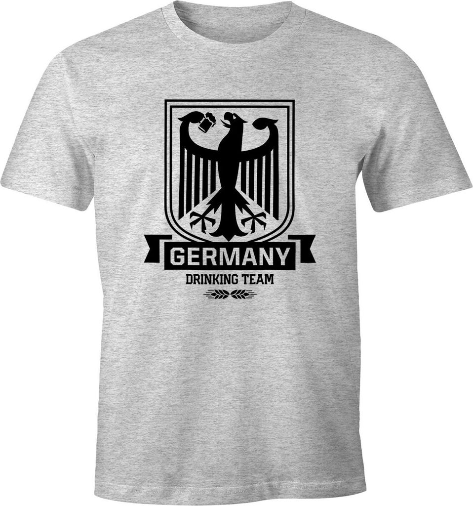 Lustiges WM Herren T-Shirt Germany Drinking Team Deutschland Fan-Shirt Moonworks grau-meliert XL