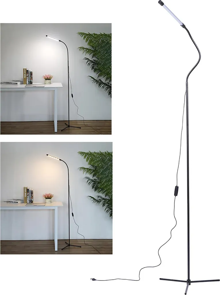 Lampe de sol LED USB à intensité stable - Design simple et moderne noir - 4
