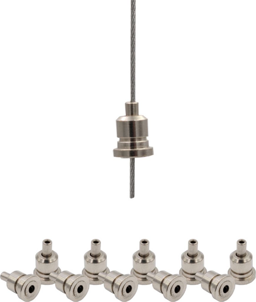 10x Drahtseilhalter / Gripper 12, mit Nut Ø 7 mm, für Drahtseil Ø 0,8 - 1,2 mm | vernickelt