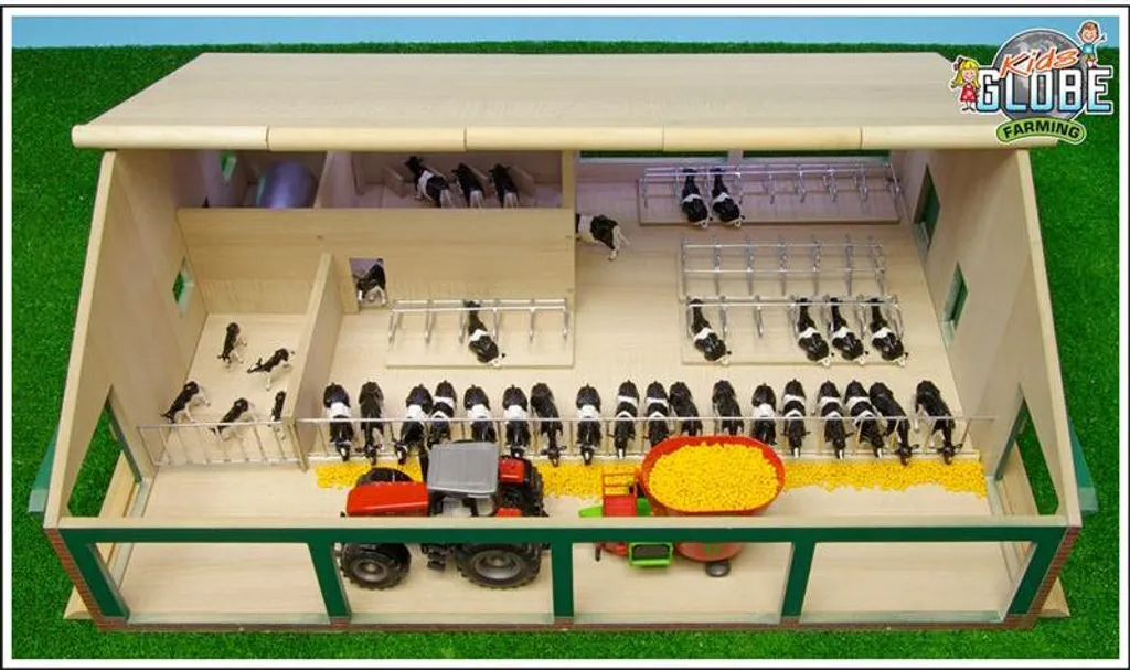 Étable en bois 1:32 avec salle de traite intégrée - Van Manen 75x60 cm