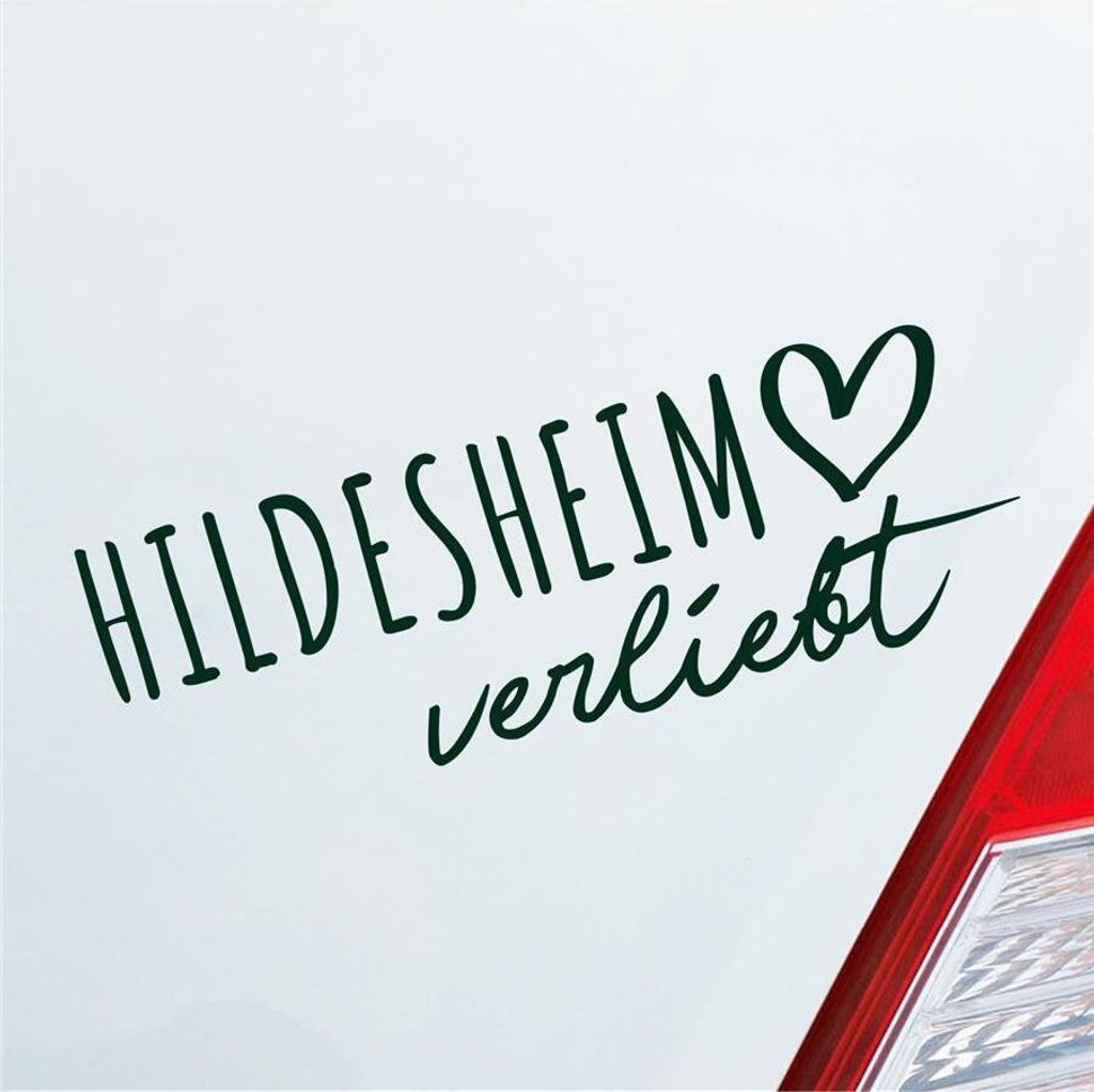 Auto Aufkleber Hildesheim verliebt Herz Stadt Heimat Liebe Car 19x7 cm Dunkelgrün Sticker Heckscheibenaufkleber