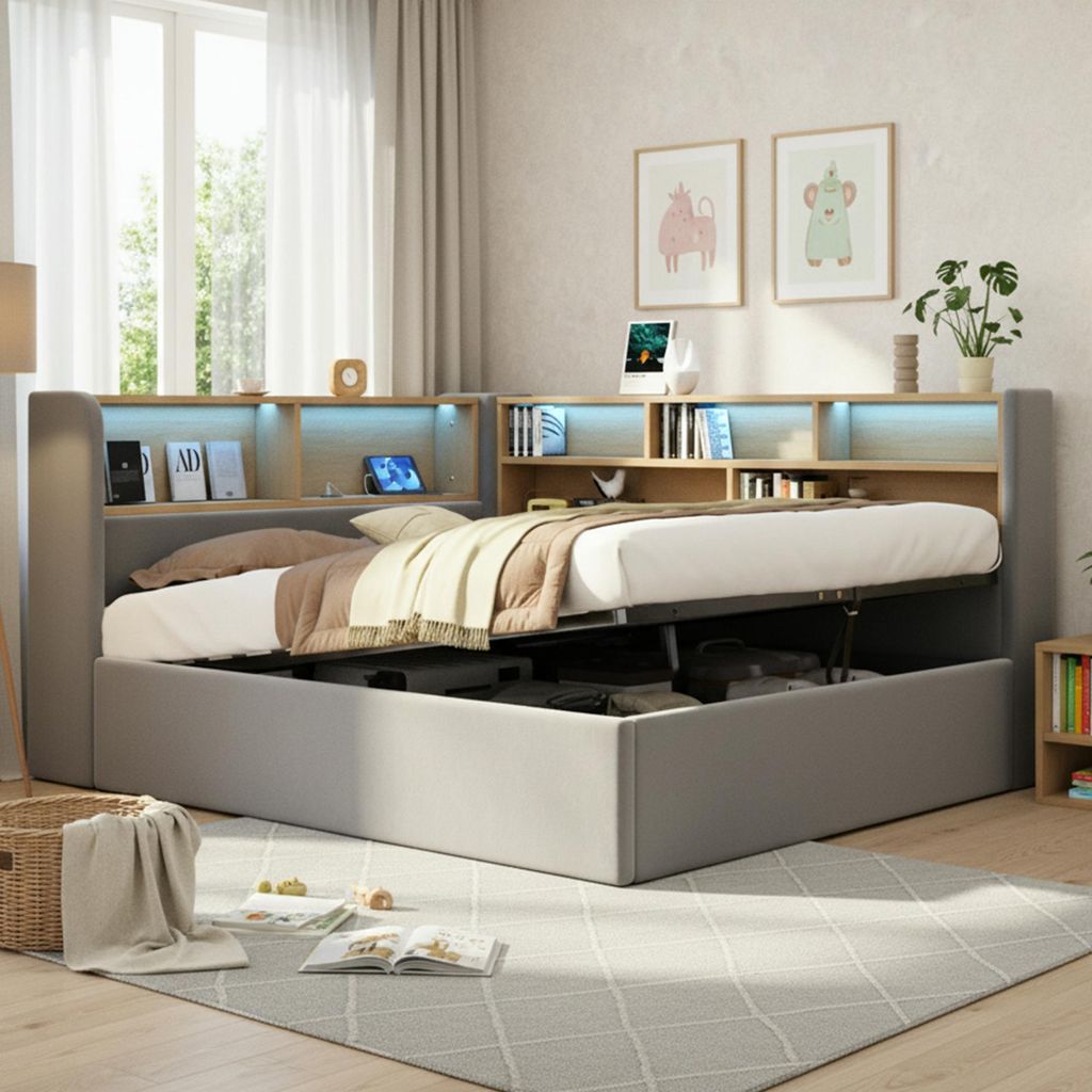 STILVORA Daybett 140×200 cm mit hydraulischem Stauraum und Produktbild 