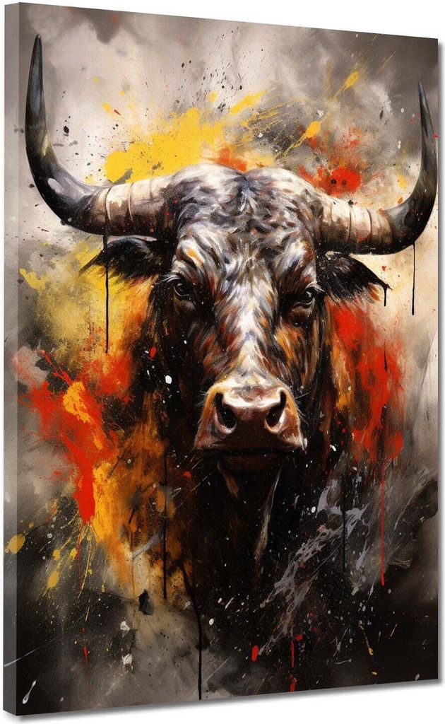 Stier abstrakter Hintergrund Leinwandbild Wandbild Kunstdruck XL Wanddeko: 120x160x4cm