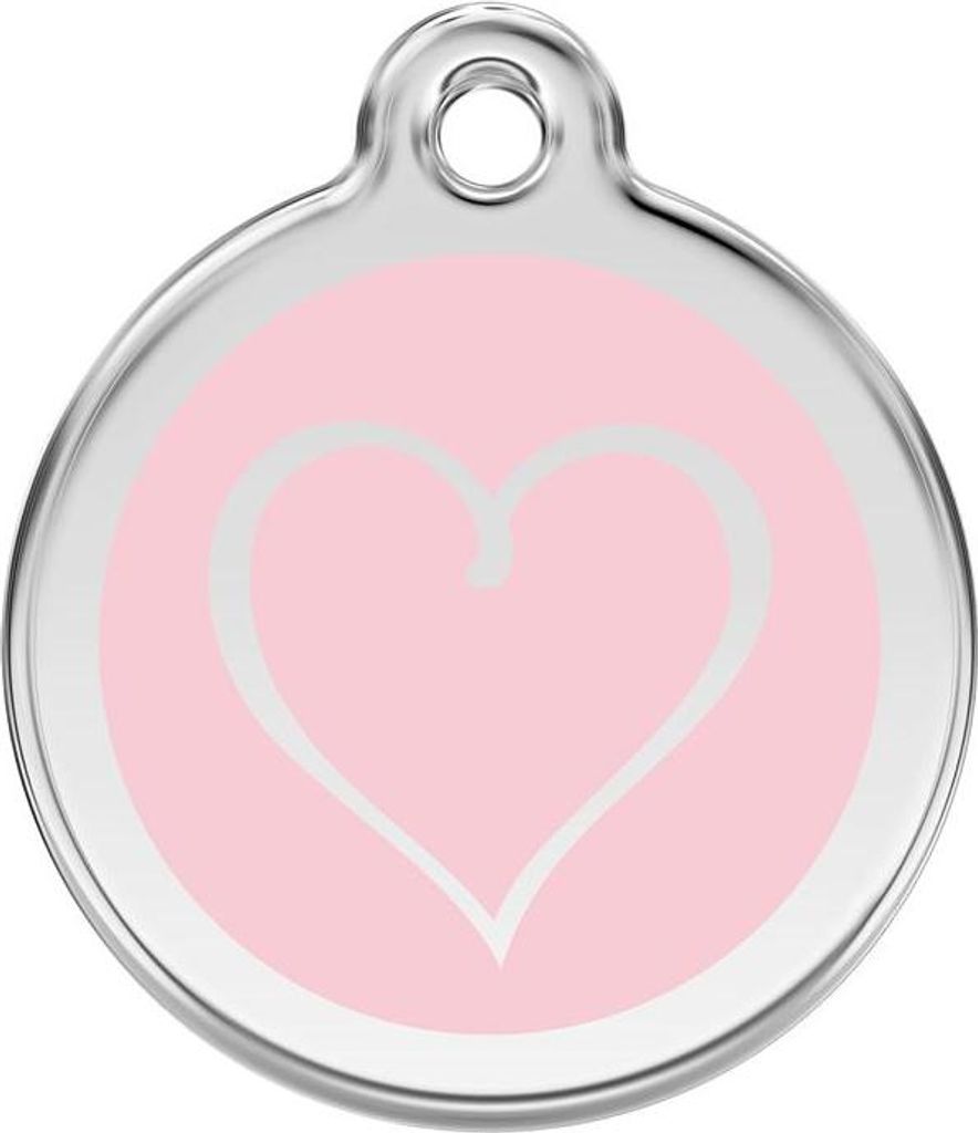 Tribal Heart Pink Hundemarke aus Edelstahl klein/klein Ø. 2 cm - Reddingo