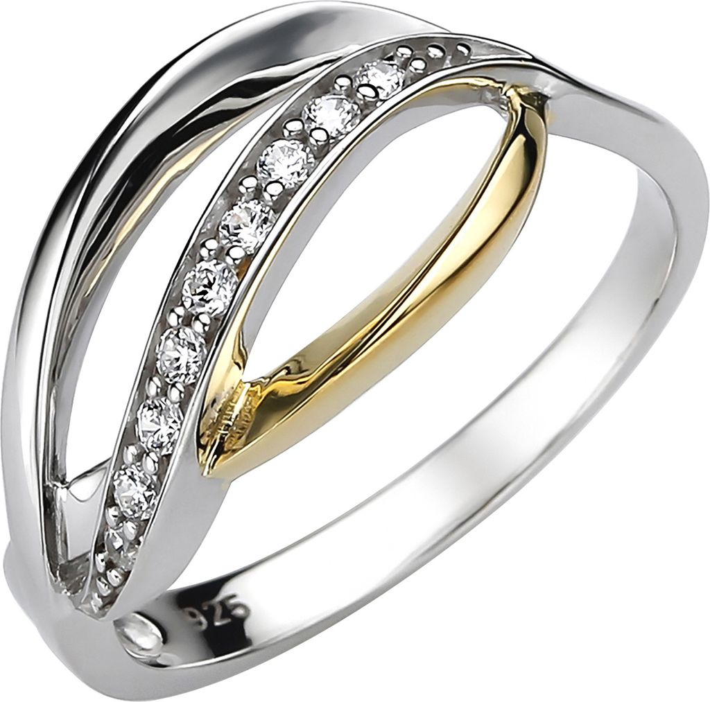 Gr. 56 Damen Ring 925 Sterling Silber bicolor vergoldet 9 Produktbild 
