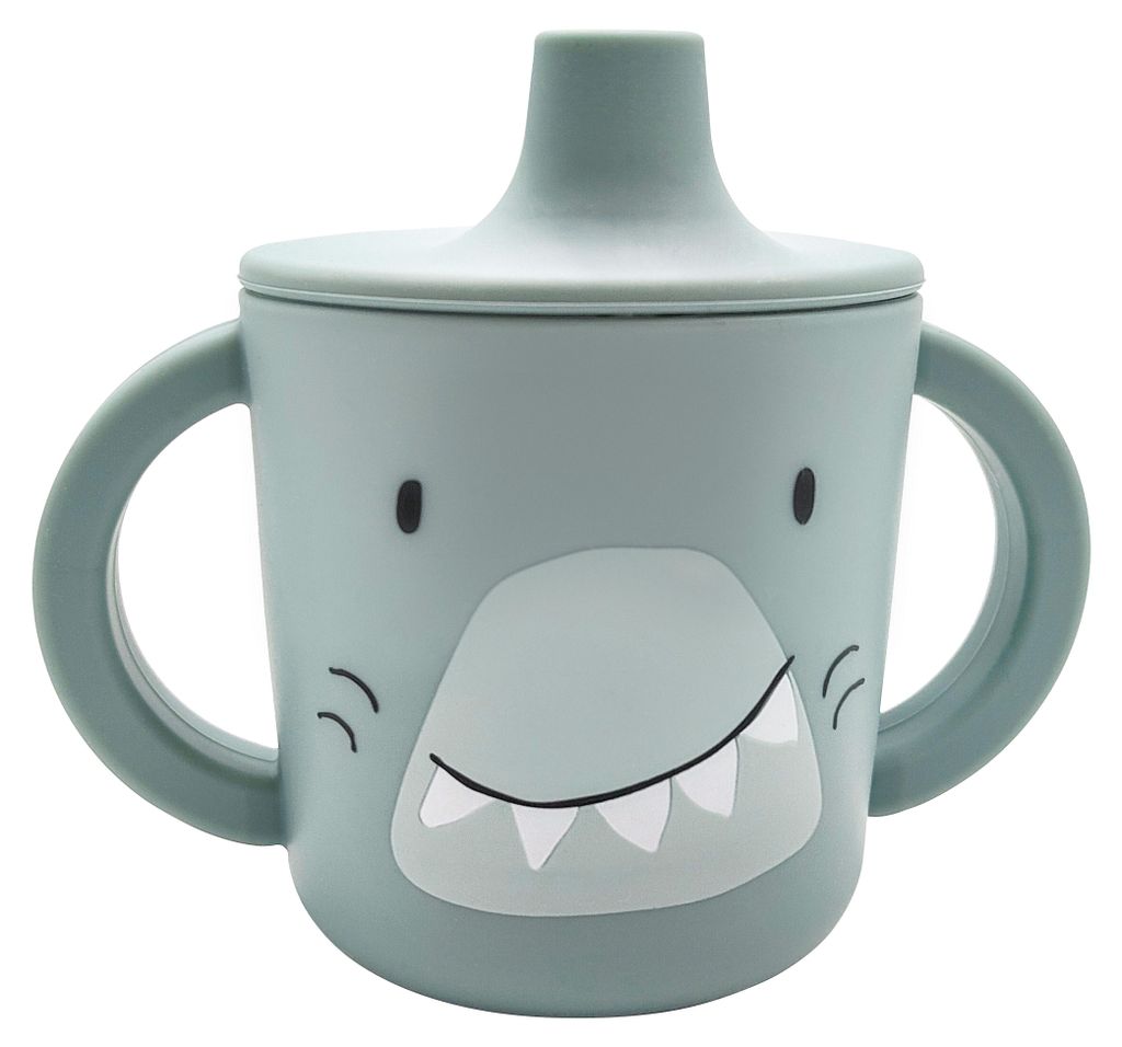 Trixie Silikon Trinklernbecher Baby Blau - Mr. Shark - Auslaufsicher