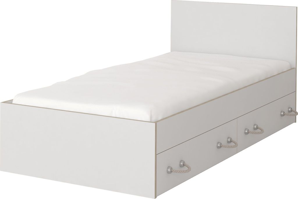 Kinderbett Bett Einzelbett Bett mit Lattenrost für Kinder Kinderzimmer ohne Matratze mit zwei Schubladen Seilgriffe Kosmo 36