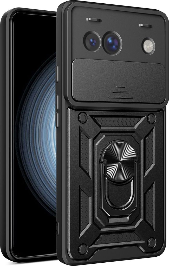 Hülle für Google Pixel 9 /Pixel 9 Pro Magnetische Ring Ständer Halter Dia Kameraschutz TPU Bumper Silikon Schutzhülle Schwarz