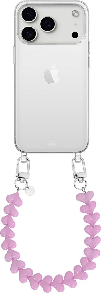 iPhone 17 Pro Max - Funky Hearts (Pink) Transparant Cord Case