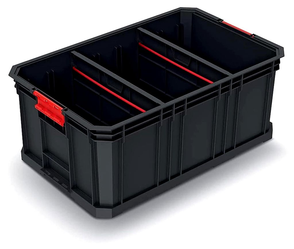 Transportkiste Stapelbox Werkzeugkiste Lagerkiste Aufbewahrungsbox Modulkiste (mit Trennwänden, stapelbar, Ladefähigkeit bis 50 kg, Kunststoff, s...