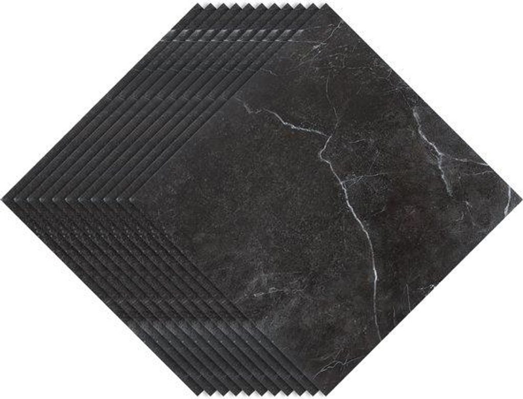 Selbstklebend PVC-Laminate-Set (88 Teile, 8m²) Wasserfest & Rissfrei für Küche, Wohnzimmer und Balkon, Schwarz Marmor, 30 x 30cm