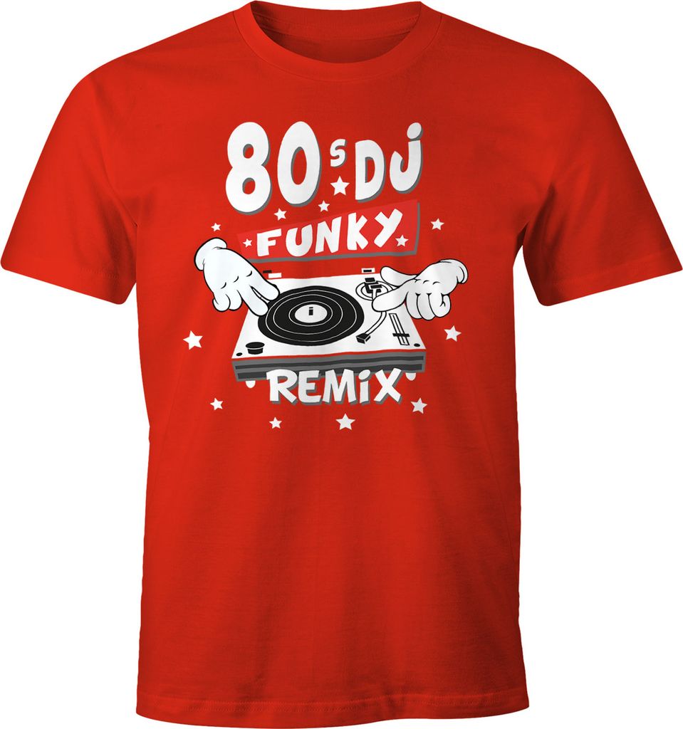 Herren T-Shirt Funky DJ Remix Turntables Comic Hands Fun-Shirt Moonworks L