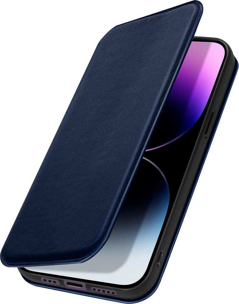 Avizar, Etui iPhone 14 Pro Max Magnetisch Klappbar Mit Standfunktion, Nachtblau