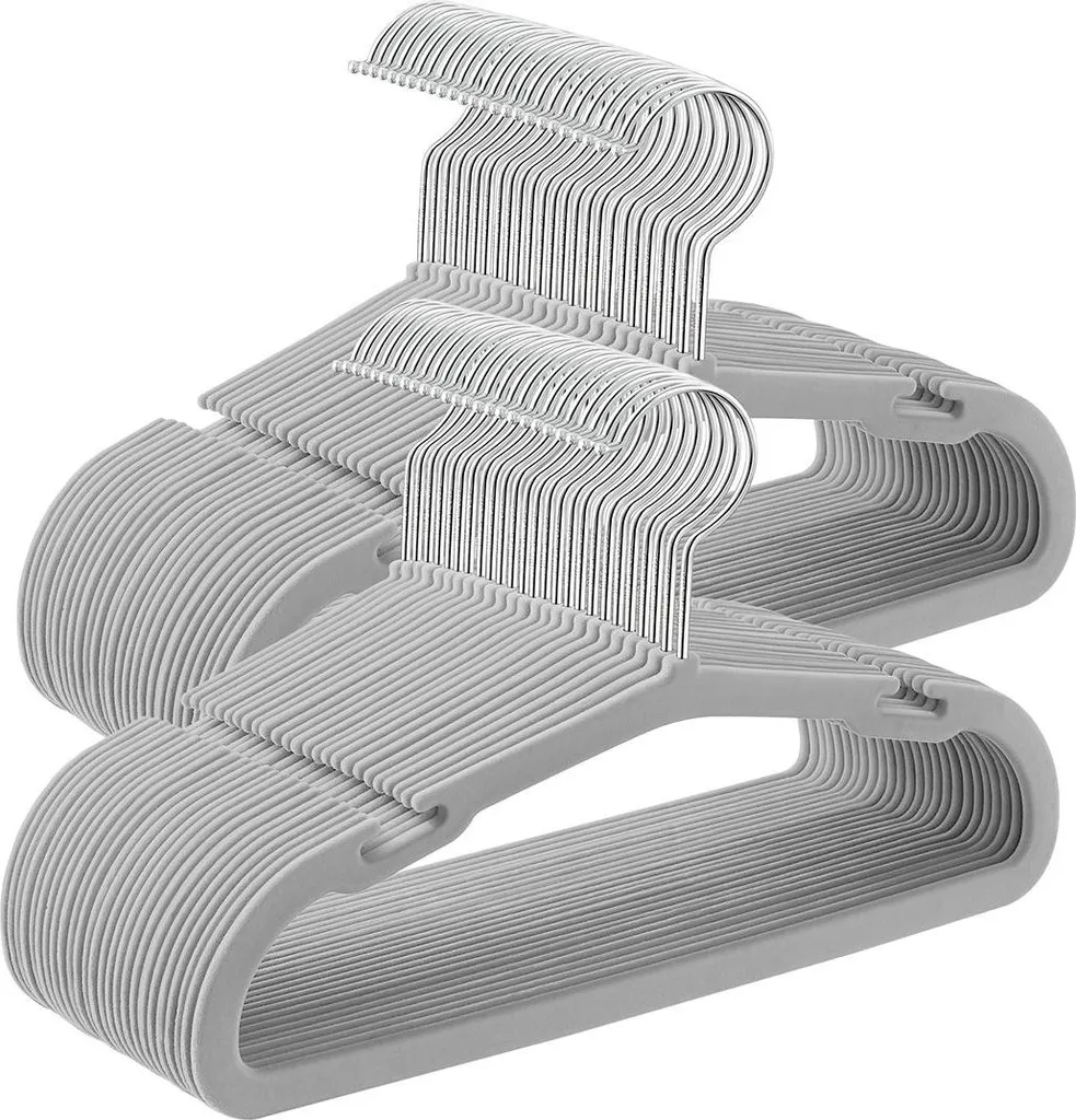 Cintres bébés gris tourterelle lot de 50 anti-glisse pour petit placard