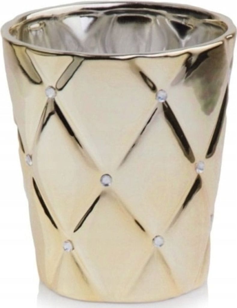 Gold Keramik Glamour Topf mit Zirkonen 15 cm Produktbild 