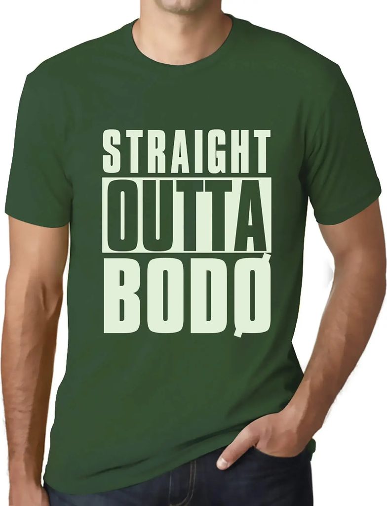 Herren Grafik T-Shirt Straight Outta Bodø Öko-Verantwortlich Vintage Jahrgang Kurzarm Lustige Druck Geburtstag Geschenk Mann