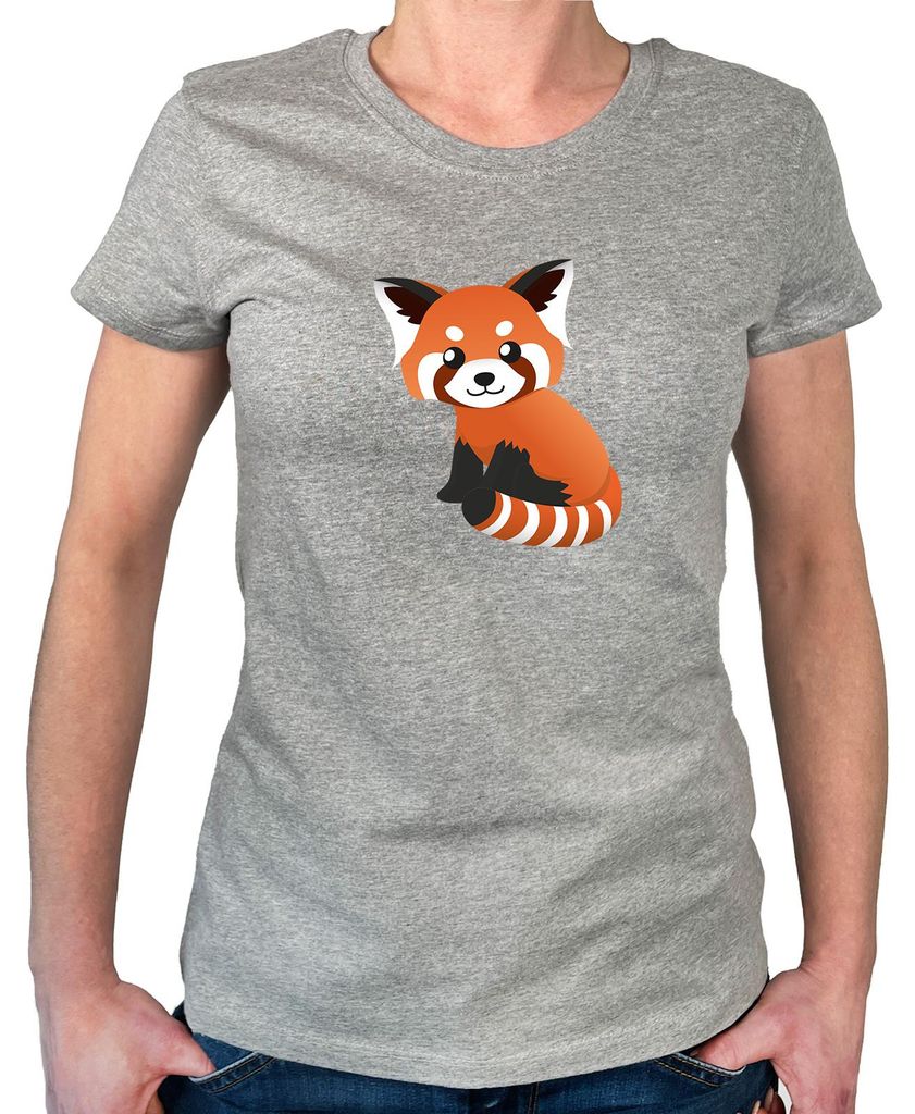 Huuraa Damen T-Shirt Roter Panda Comic XL Sport Grey Bio Baumwolle Fairtrade Damenshirt Geschenkidee