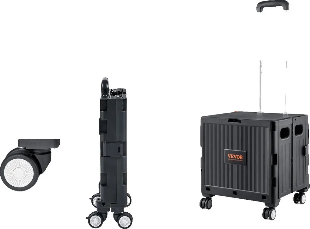 Carrello Portapacchi Pieghevole 110 lbs: Robusto e Multiuso 4 Ruote