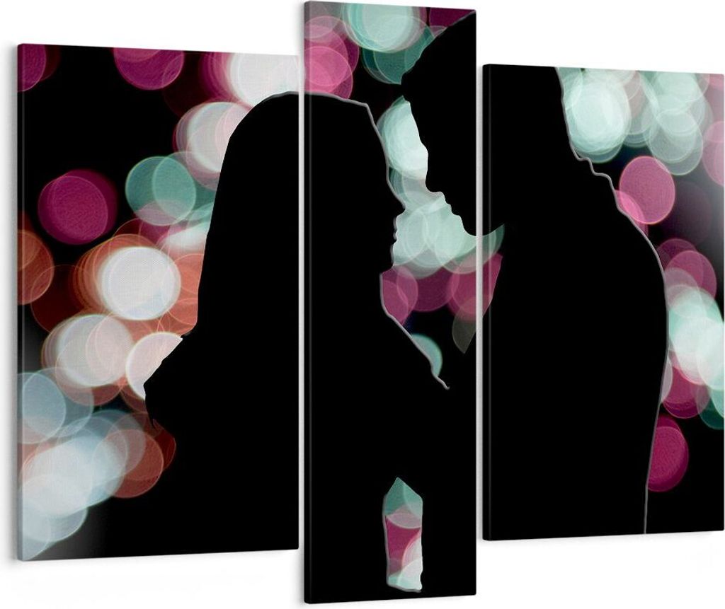Bild auf Leinwand - Leinwandbild - Paar Liebe Beziehung - 95x80cm - Wand Bild - Wanddeko - Leinwanddruck - Bilder - Kunstdruck - Wanddekoration - L...