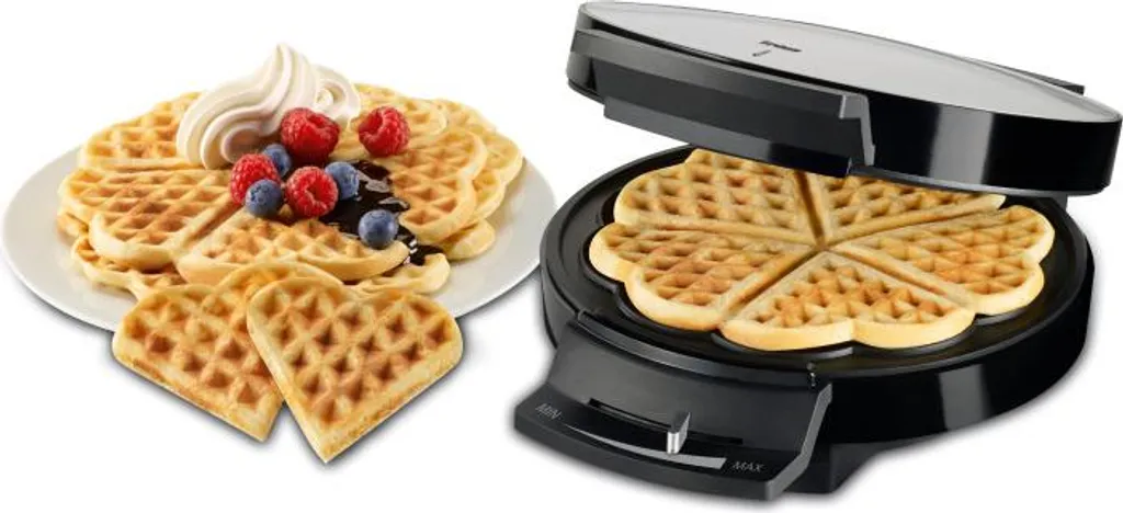 Gaufrier Cœur pour Goûter Maison Trisa 1000W Réglage Continu Noir