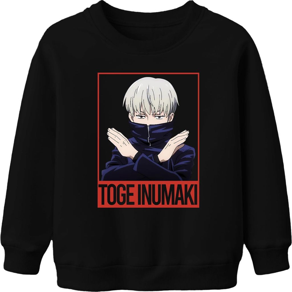Toge Inumaki Jujutsu Kaisen Anime Ästhetik Fan Geschenk Vintage Uni Kinder Sweatshirt Pullover, Schwarz, 152
