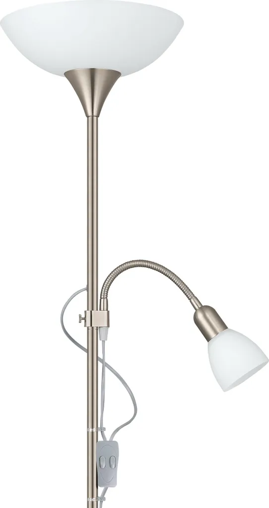 Lampadaire de Salon à Double Éclairage Nickel avec Liseuse Orientable