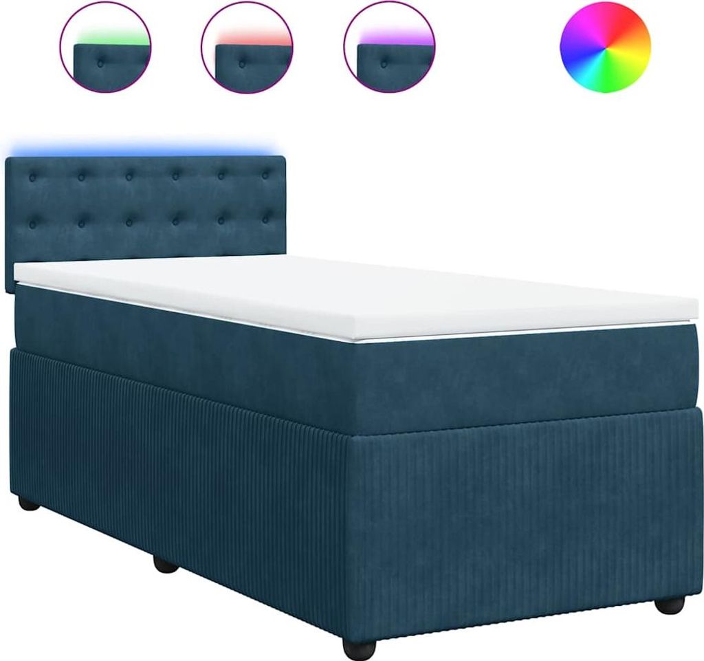 vidaXL Boxspringbett mit Matratze Blau 80x200 cm Samt