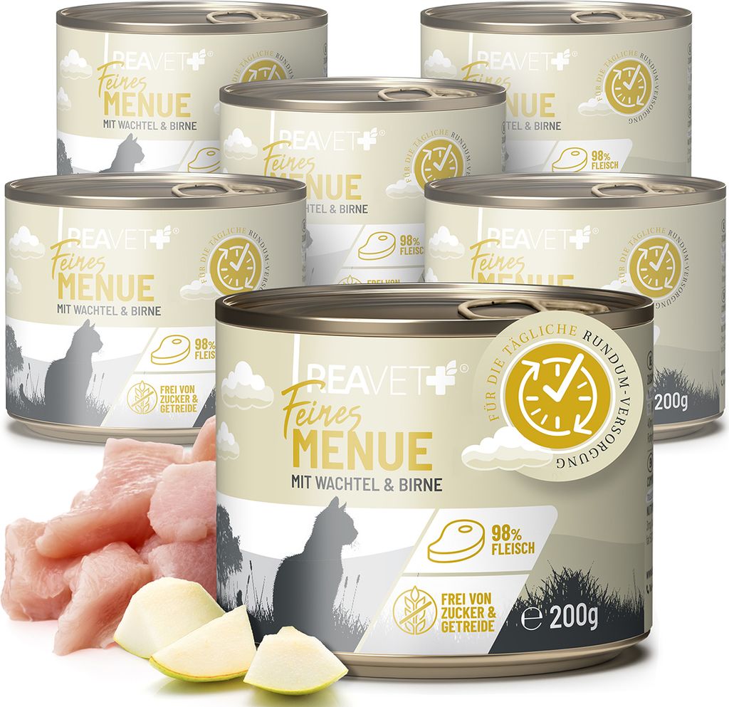 REAVET Premium Katzenfutter nass mit Wachtel & Birne 6 x Produktbild 