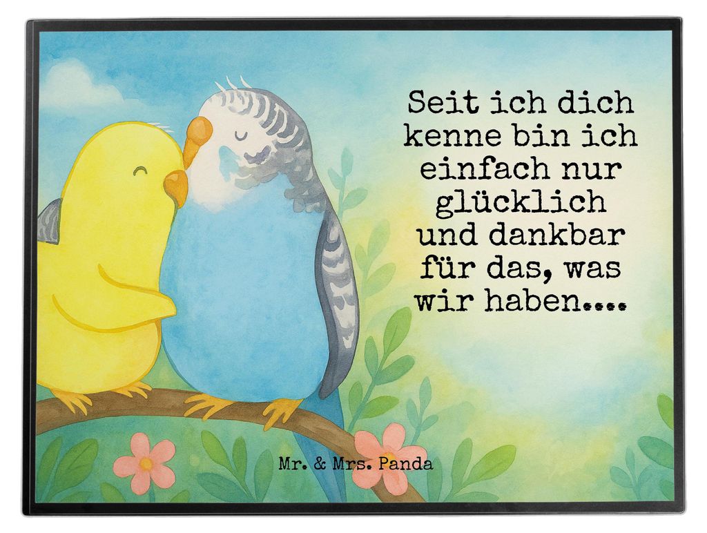 Mr. & Mrs. Panda tischpad Wellensittich Liebe Design - Weiß - Geschenk, Umarmen, schreibtischunterlagen, Verknallt, Unterlage Schreibtisch, bastel...