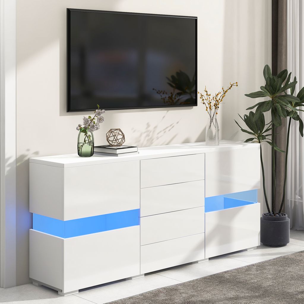 Merax Kommode Hochglanz WeiB Sideboard mit Kaufland