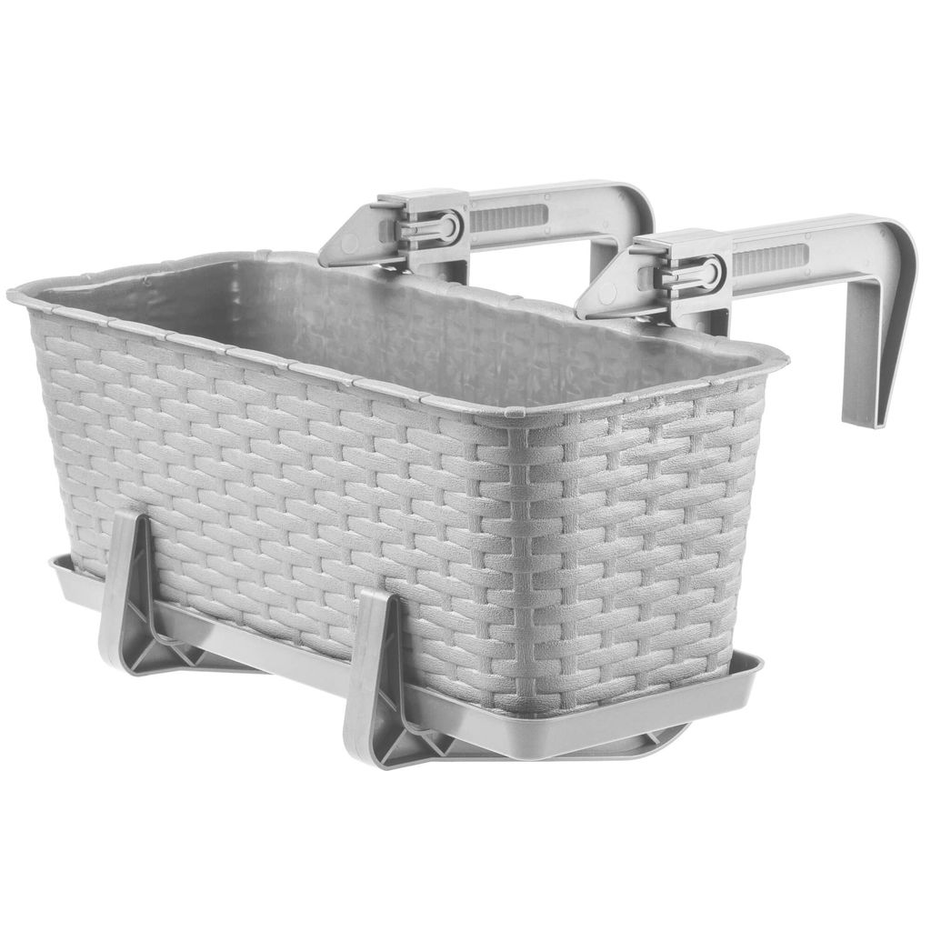 KADAX Balkontopf mit Untersatz "Frette", Balkonkasten mit Griffen, 40cm, Grau