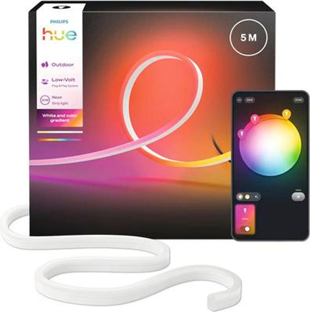 Philips Hue Neon Outdoor Lightstrip 30W 1100 lm 2000- 6500 K RGBW IP 65 Zigbee 5 m