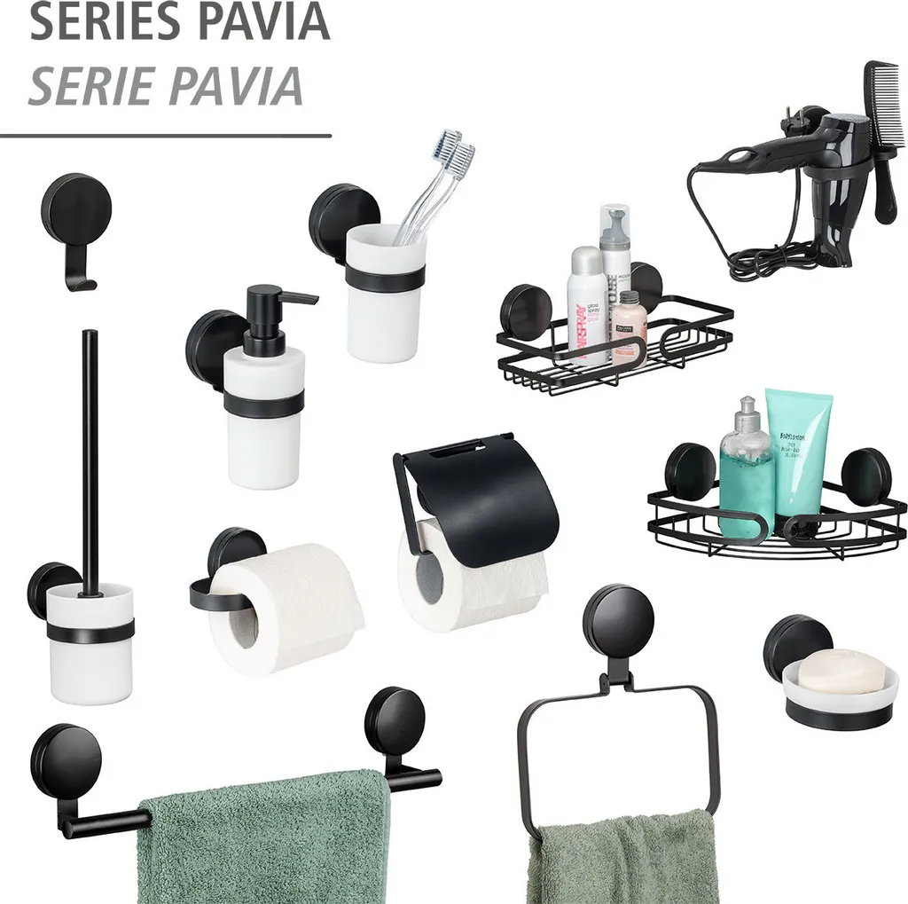 Tablette murale Static-Loc® Plus Pavia noire Wenko fixation sans trou - 7